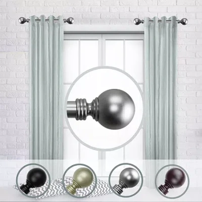 Rod Desyne (set Of 2) Globe Side 1 In Curtain Rod In Silver