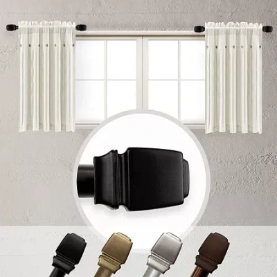 Rod Desyne (set Of 2) Jasur 5/8 In Adjustable Side Curtain Rod In Black