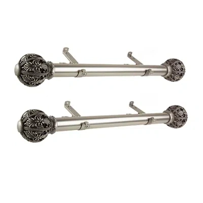 Rod Desyne (set Of 2) Lacey Side 1 1/2 In Adjustable Curtain Rod In Silver