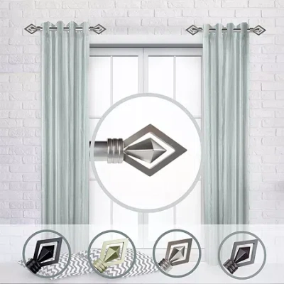 Rod Desyne (set Of 2) Lenore Side 1 In Adjustable Curtain Rod In Silver