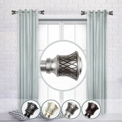 Rod Desyne (set Of 2) Olympia 1 In Adjustable Side Curtain Rod In Silver