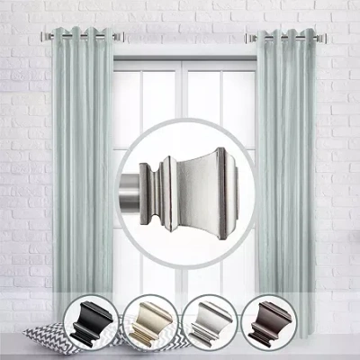 Rod Desyne (set Of 2) Pineda 1 In Adjustable Side Curtain Rod In Silver