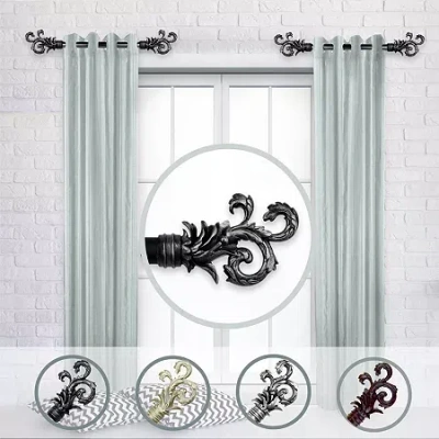 Rod Desyne (set Of 2) Plume Side 1 In Adjustable Curtain Rod In Black