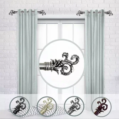 Rod Desyne (set Of 2) Plume Side 1 In Adjustable Curtain Rod In Silver