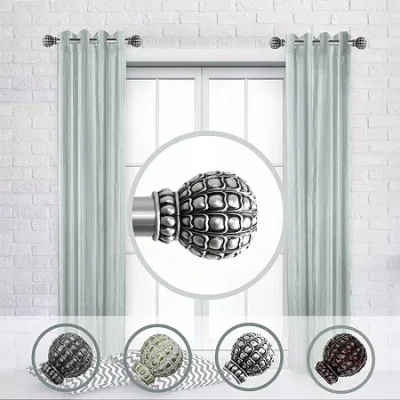 Rod Desyne (set Of 2) Pode Side 1 In Adjustable Curtain Rod In Silver