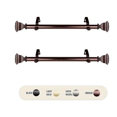Rod Desyne (set Of 2) Romeo 1 In Adjustable Side Curtain Rod In Brown