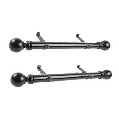 Rod Desyne (set Of 2) Sphere Side 1 1/2 In Adjustable Curtain Rod In Black