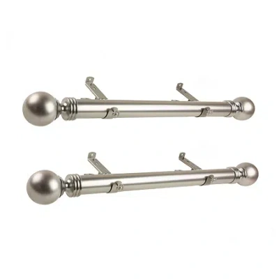 Rod Desyne (set Of 2) Sphere Side 1 1/2 In Adjustable Curtain Rod In Silver