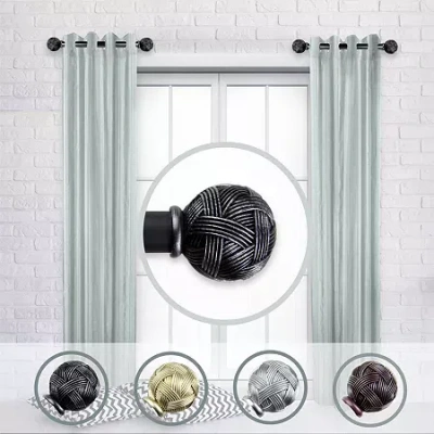 Rod Desyne (set Of 2) Twine Side 1 In Adjustable Curtain Rod In Black