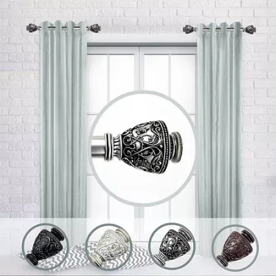 Rod Desyne (set Of 2) Veda Side 1 In Adjustable Curtain Rod In Silver