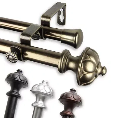 Rod Desyne Sierra 13/16" Double Adjustable Curtain Rod In Silver