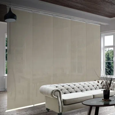 Rod Desyne Slate Mesh Semi-sheer Vertical Blind In Satin Nickel