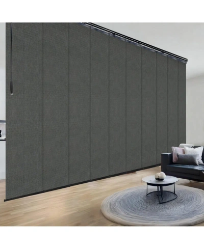 Rod Desyne Smoke Blind 10-panel Double Rail Panel Track Extendable 120"-218"w X 94"h, Panel Width 23.5" In Black