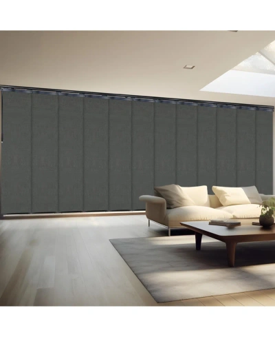 Rod Desyne Smoke Blind 12-panel Double Rail Panel Track Extendable 140"-260"w X 94"h, Panel Width 23.5" In Black