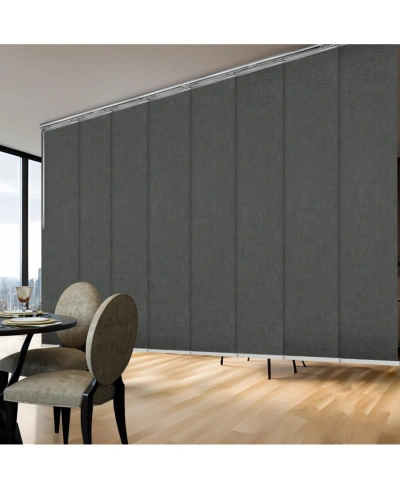 Rod Desyne Smoke Blind 8-panel Double Rail Panel Track Extendable 130"-175"w X 94"h, Panel Width 23.5" In Satin Nickel