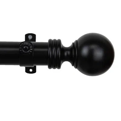 Rod Desyne Sphere Custom Cut Length Drapery Curtain Single Rod In Black