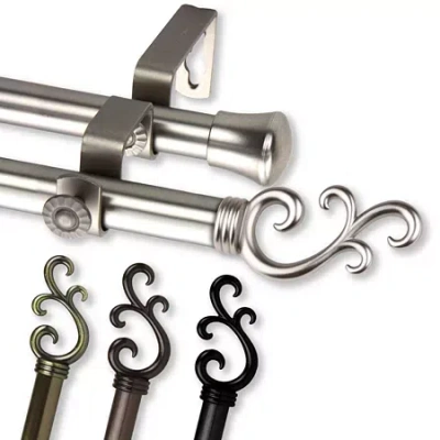 Rod Desyne Swan Double Curtain Rod In Black