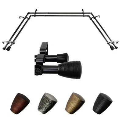 Rod Desyne Tarzan 13/16" Bay Window Double Curtain Rod In Black
