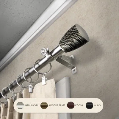 Rod Desyne Tarzan Curtain Rod 3/4 Inch Dia In Satin Nickel