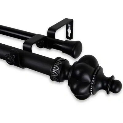 Rod Desyne Terra 1" Double Adjustable Curtain Rod In Black