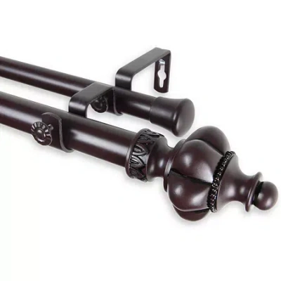Rod Desyne Terra 1" Double Adjustable Curtain Rod In Brown