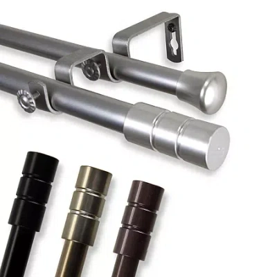 Rod Desyne Theo 13/16" Adjustable Double Curtain Rod In Silver