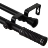 Rod Desyne Threaded 13/16" Adjustable Double Curtain Rod In Black