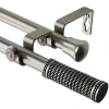 Rod Desyne Threaded 13/16" Adjustable Double Curtain Rod In Silver