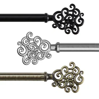 Rod Desyne Tidal 3/4 In Adjustable Curtain Rod In Silver