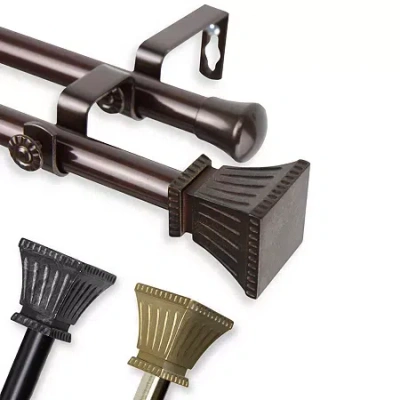 Rod Desyne Trumpet 13/16" Adjustable Double Curtain Rod In Black