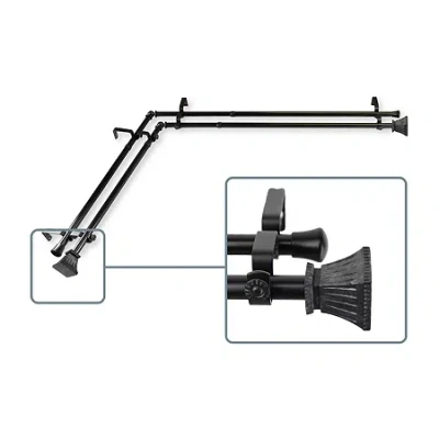Rod Desyne Trumpet Corner Window Double Curtain Rod In Black
