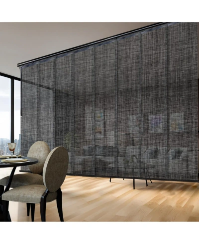 Rod Desyne Tweed Blind 8-panel Double Rail Panel Track Extendable 130"-175"w X 94"h, Panel Width 23.5" In Black