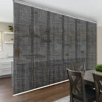 Rod Desyne Tweed Semi-sheer Vertical Blind In Satin Nickel