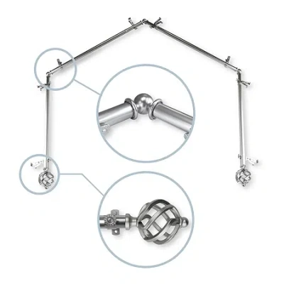 Rod Desyne Twist 4 Sided Bay Window Rod In Silver