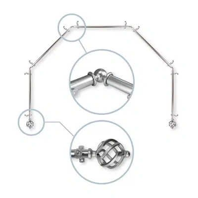 Rod Desyne Twist 5 Sided Bay Window Rod In Silver