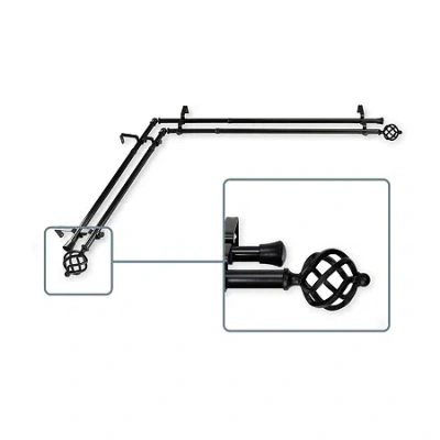 Rod Desyne Twist Corner Double Curtain Rod In Black