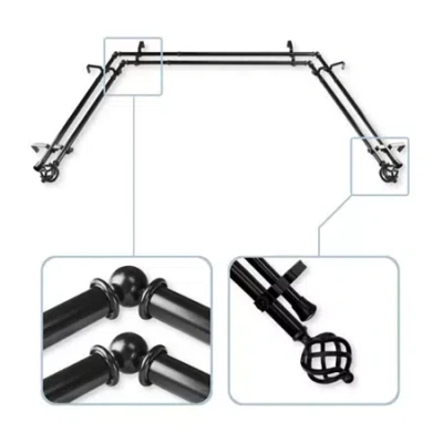 Rod Desyne Twist Double Bay Window Rod In Black