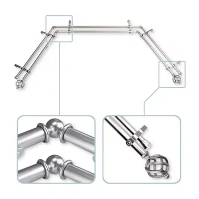 Rod Desyne Twist Double Bay Window Rod In Silver