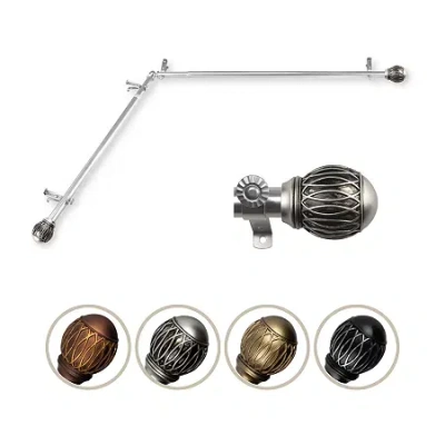 Rod Desyne Tyoma Corner 3/4 In Adjustable Curtain Rod In Silver