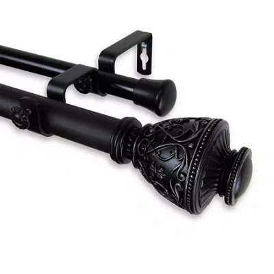 Rod Desyne Veda 1" Double Adjustable Curtain Rod In Black