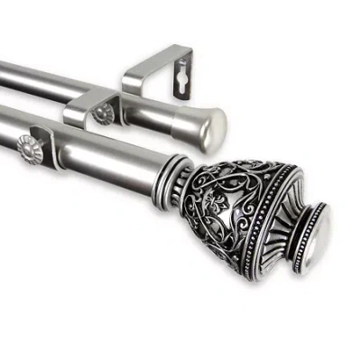 Rod Desyne Veda 1" Double Adjustable Curtain Rod In Silver