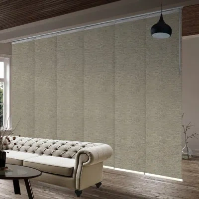 Rod Desyne Virgil 6-panel Single Rail Blackout Panel Track Extendable 70"-130"w X 94"h, Panel Width 23.5" In Satin Nickel
