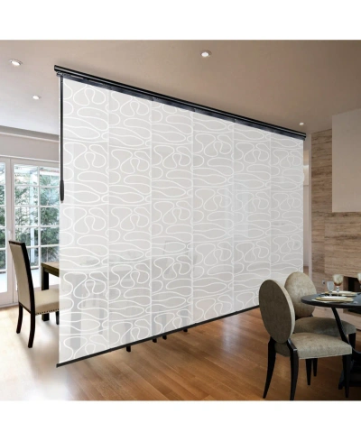 Rod Desyne Whirl White 6-panel Single Rail Panel Track Extendable Blind 70"-130"w X 94"h, Panel Width 23.5" In Black
