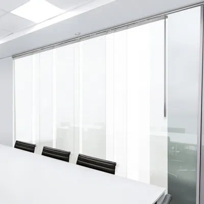 Rod Desyne Winter 7-panel Single Rail Panel Track Extendable 110"-153"w X 94"h, Panel Width 23.5" In White