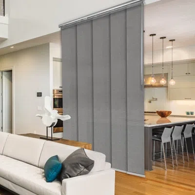 Rod Desyne Woven Gray 5-panel Single Rail Panel Track Extendable 40"-70" W X 91.4"h, Panel Width 15.75"