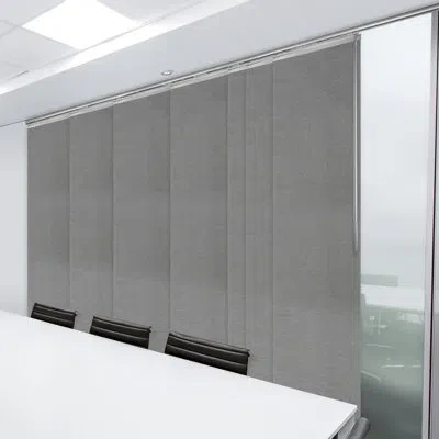 Rod Desyne Woven Gray 7-panel Single Rail Panel Track Extendable 110"-153"w X 94"h, Panel Width 23.5" In White