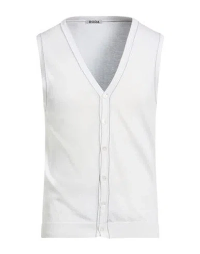 Roda Man Cardigan White Size L Cotton
