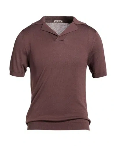 Roda Man Polo Shirt Chocolate Brown Size M Cotton
