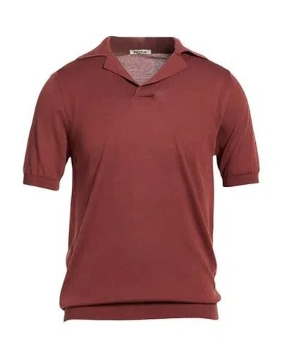 Roda Man Polo Shirt Rust Size M Cotton In Red