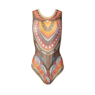Roda Smartswimwear Women's One-piece Sleeveless Swimsuit Africa In Multi